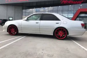 TOYOTA CROWN WITH 20 INCH GLOSS RED NICHE MISANO WHEELS